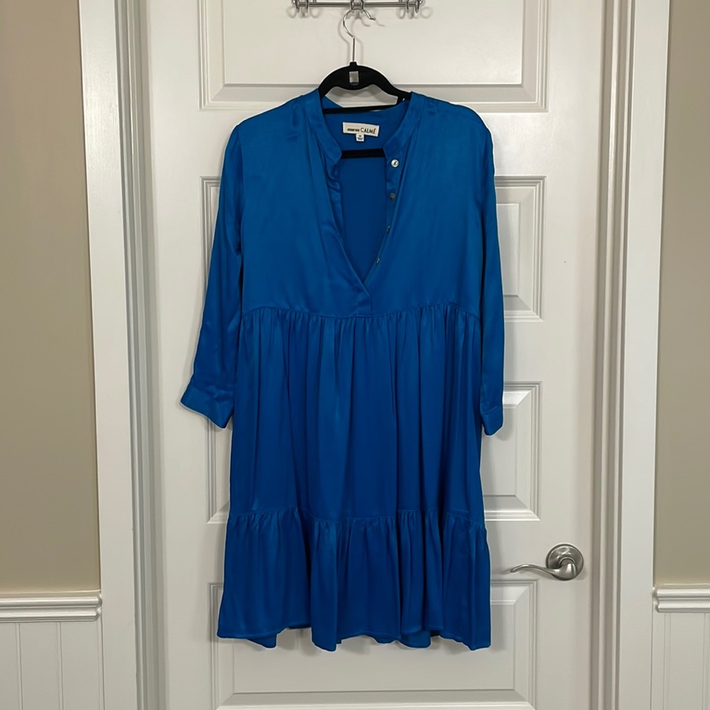 Johnny Was Satin Holiday Tiered Mini Dress